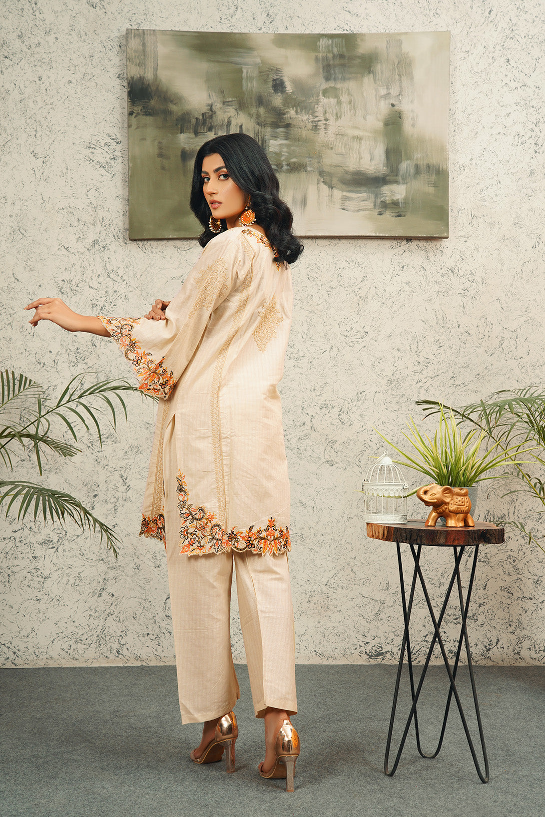 2 Piece Cambric Embroidered Shirt & Trouser