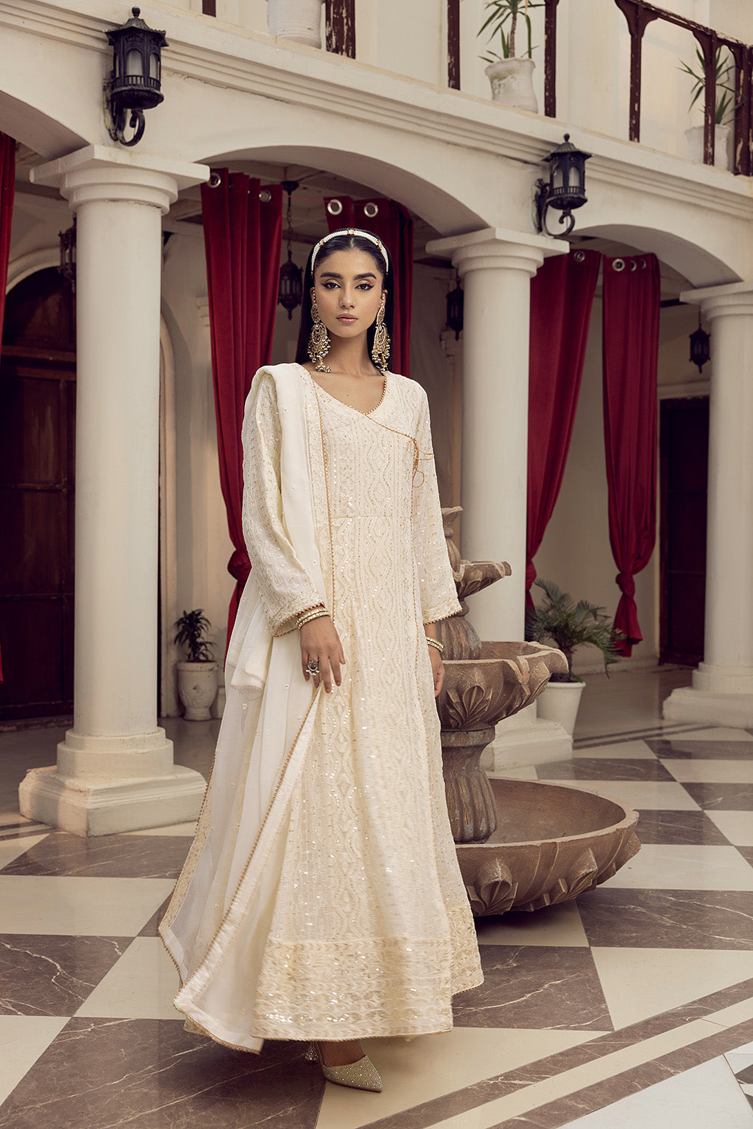 4-PC Embroided Chiffon