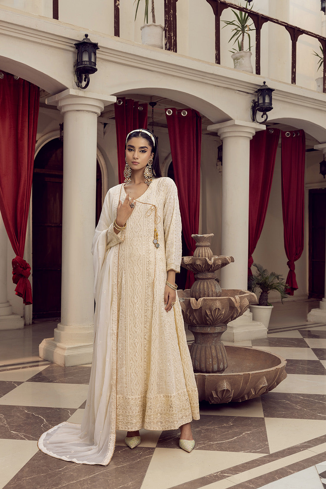 4-PC Embroided Chiffon