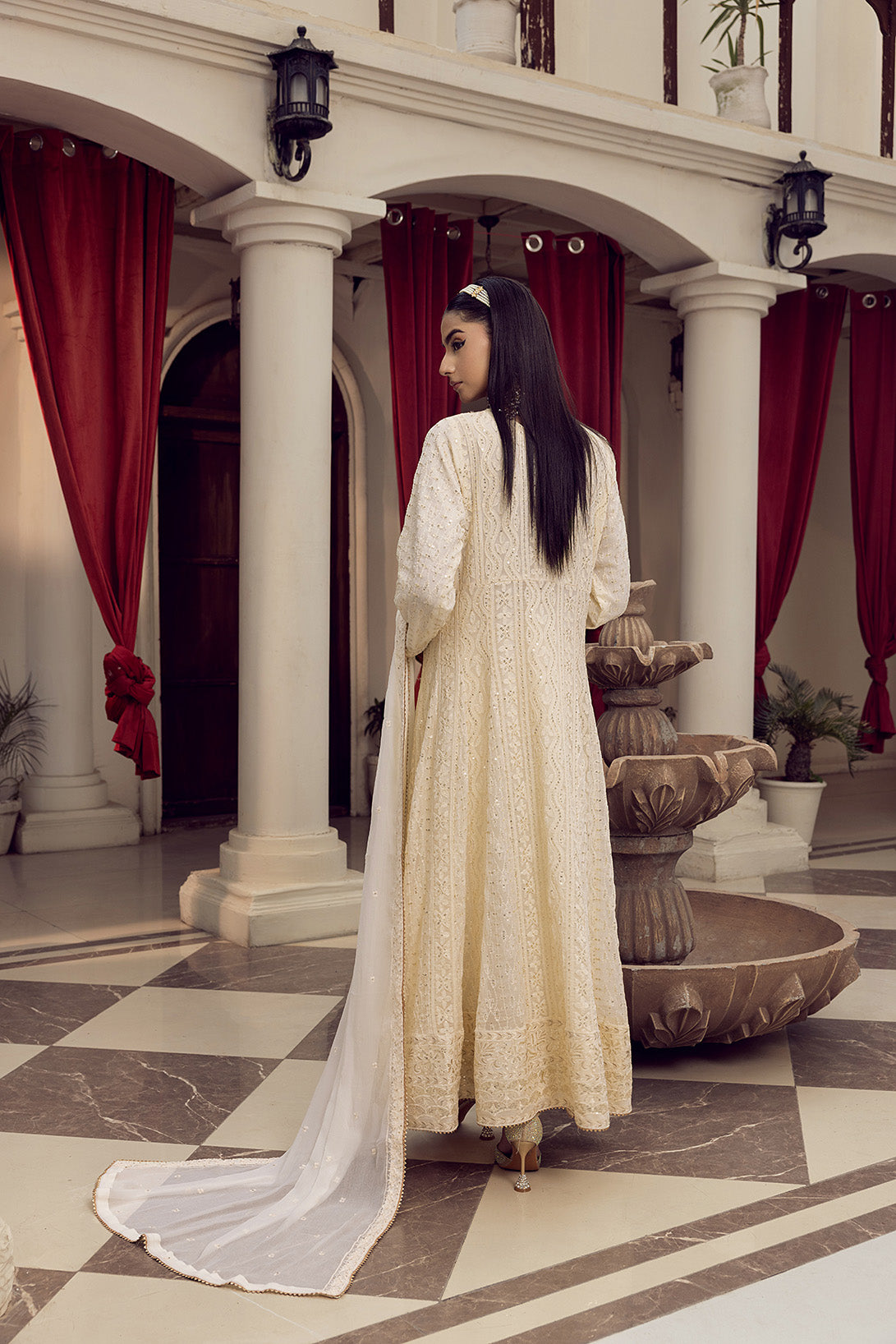 4-PC Embroided Chiffon