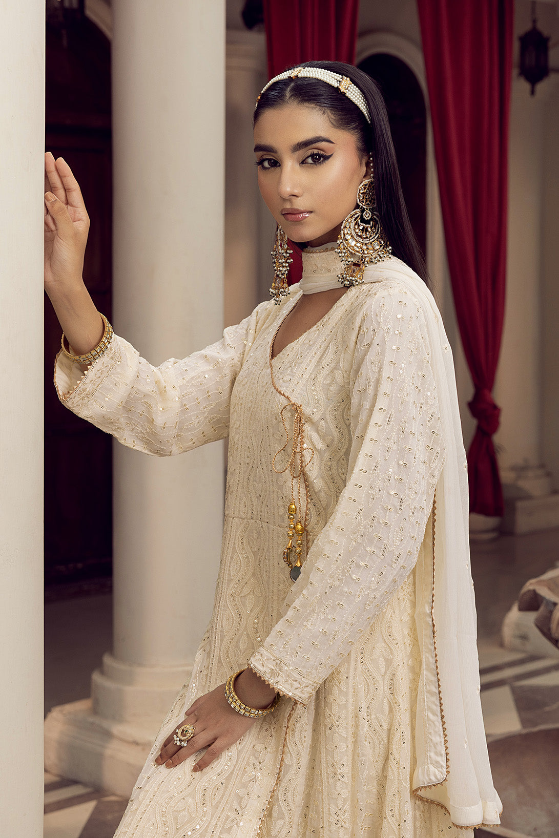 4-PC Embroided Chiffon