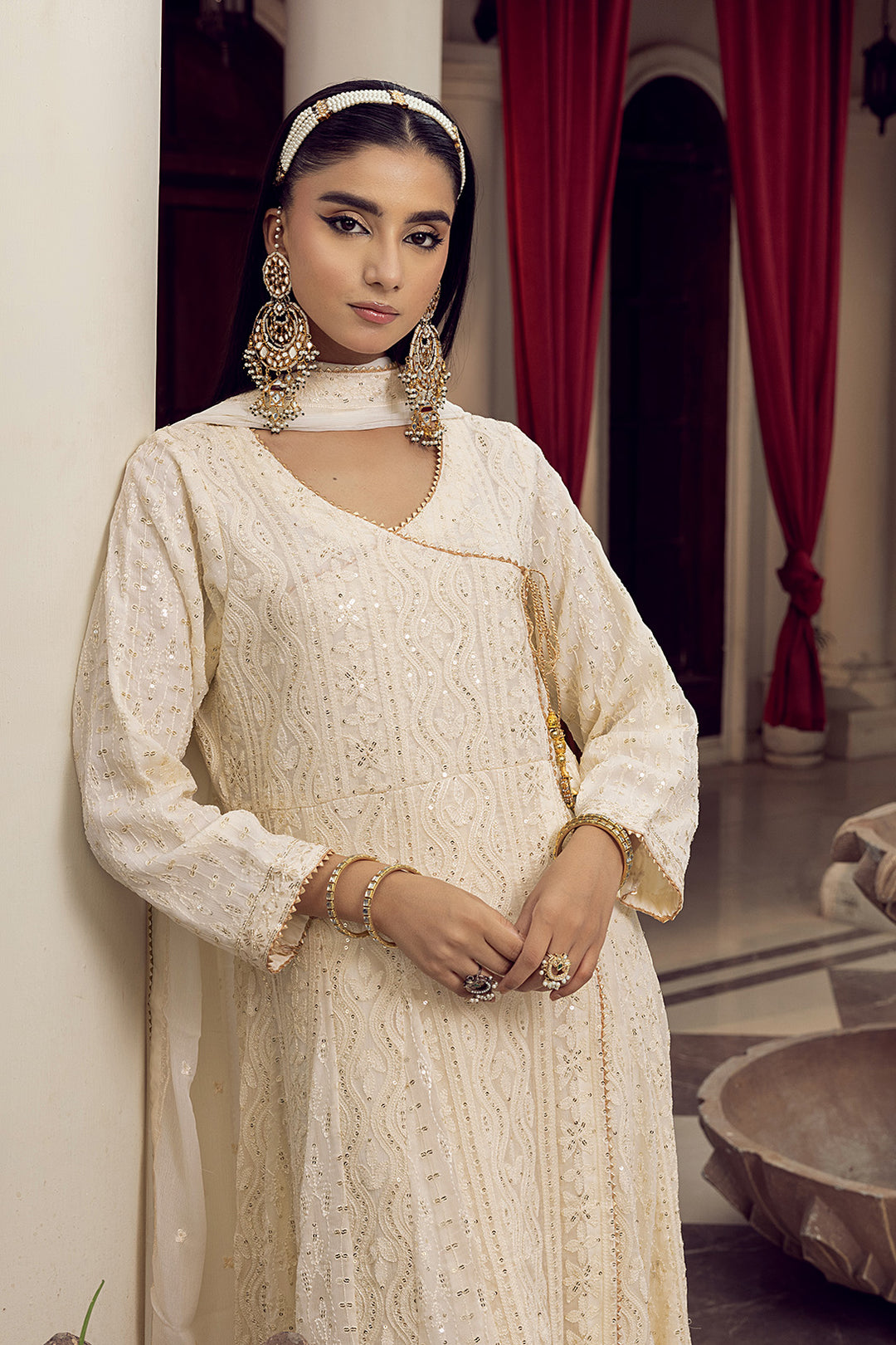 4-PC Embroided Chiffon