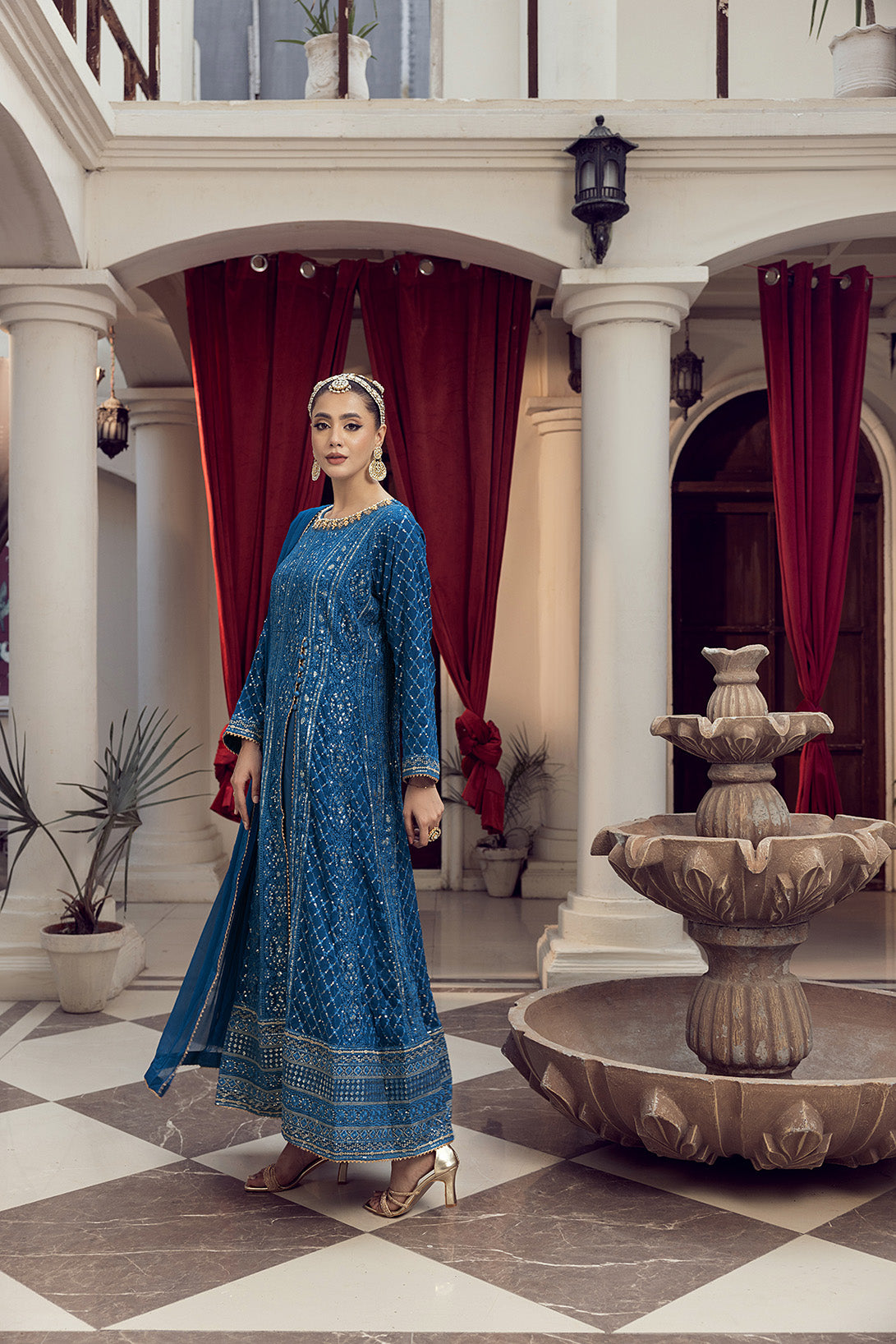 4-PC Embroided Chiffon