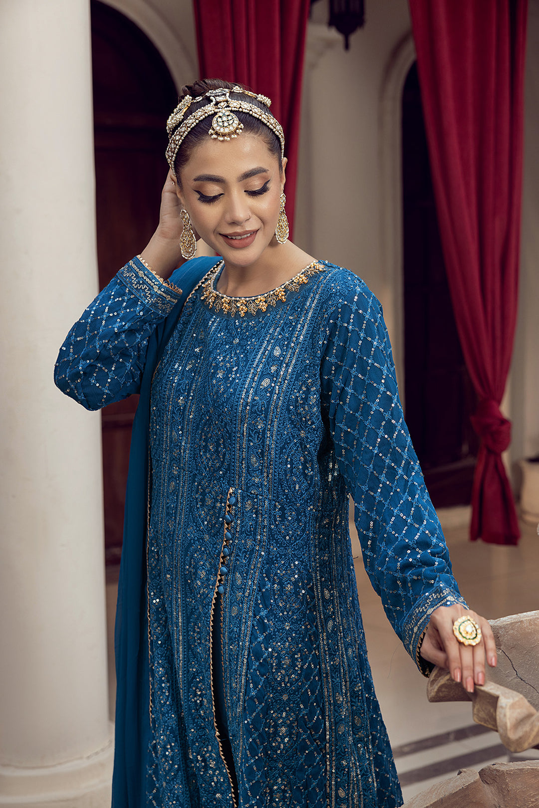 4-PC Embroided Chiffon