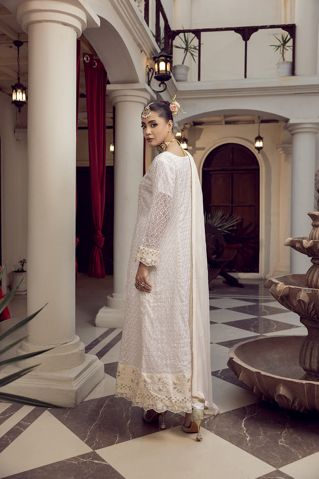 4-PC Embroided Chiffon
