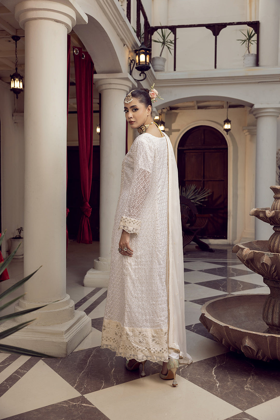 4-PC Embroided Chiffon