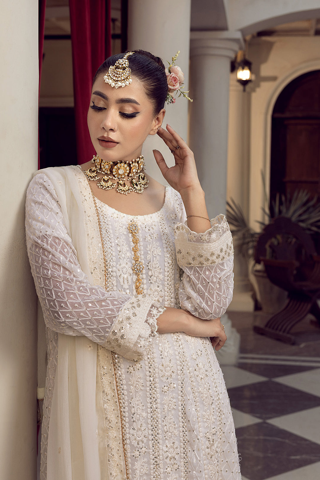 4-PC Embroided Chiffon