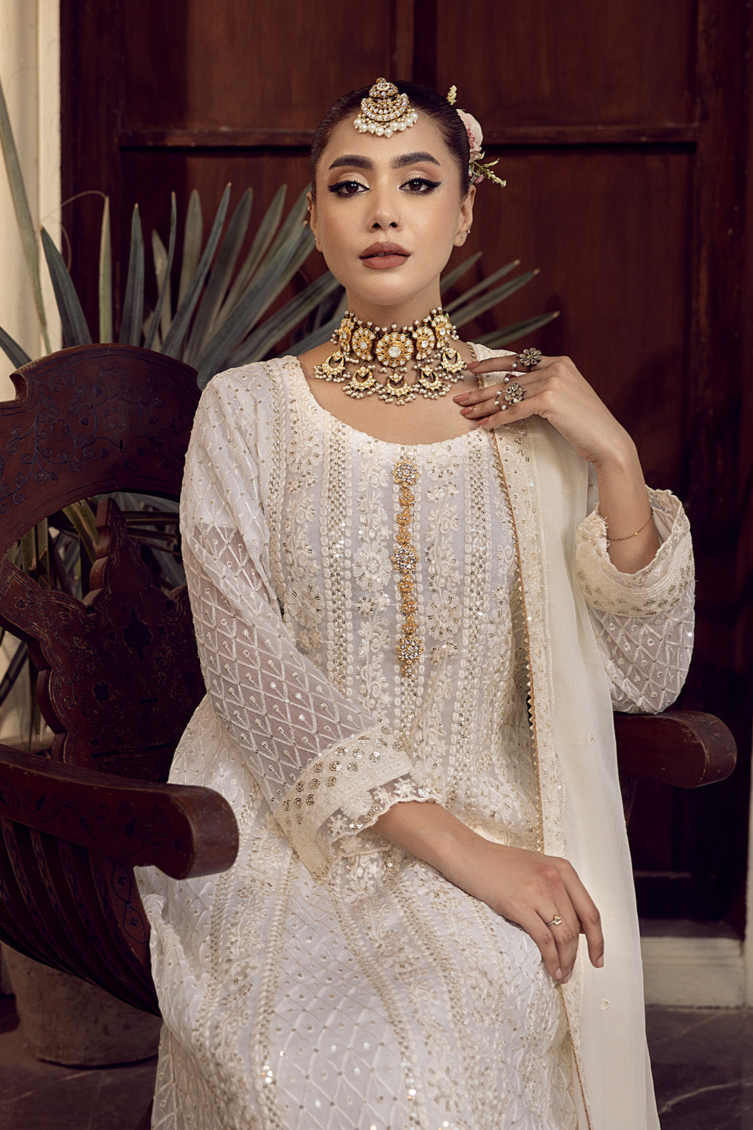 4-PC Embroided Chiffon