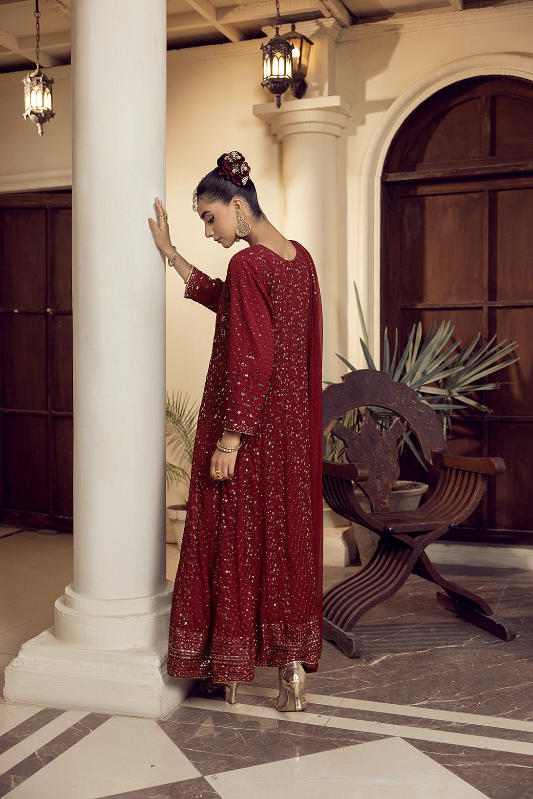 4-PC Embroided Chiffon