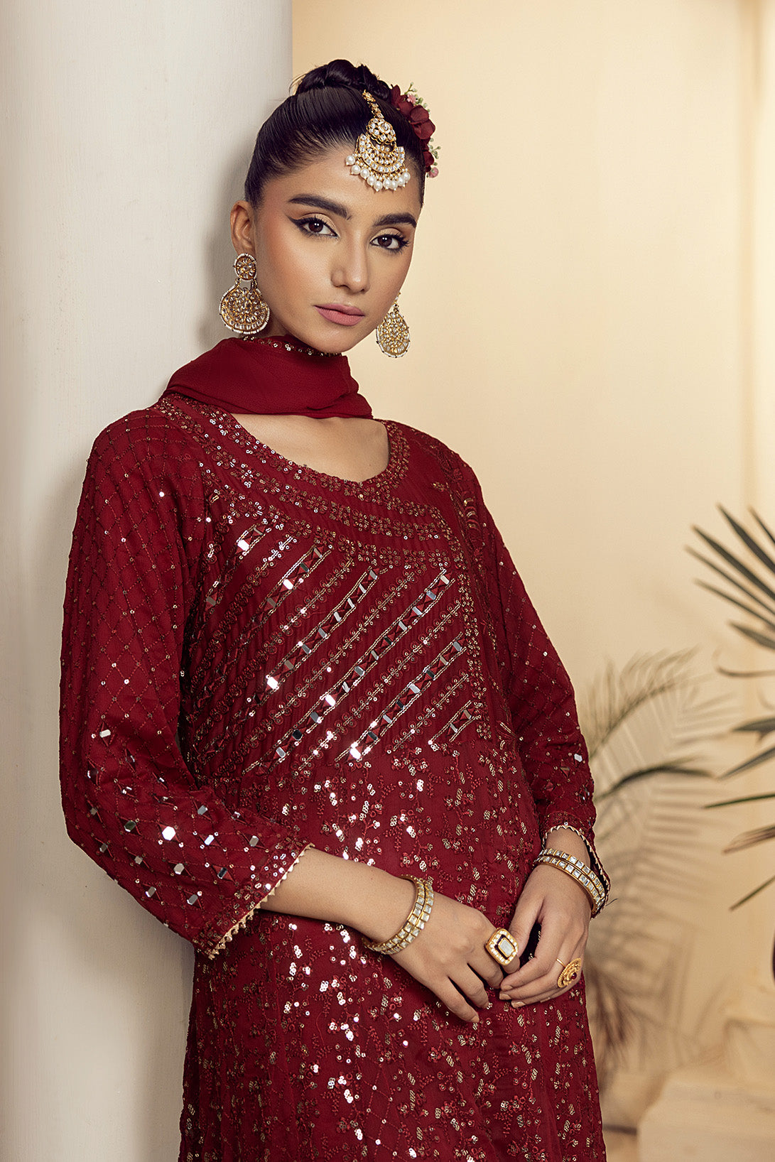 4-PC Embroided Chiffon
