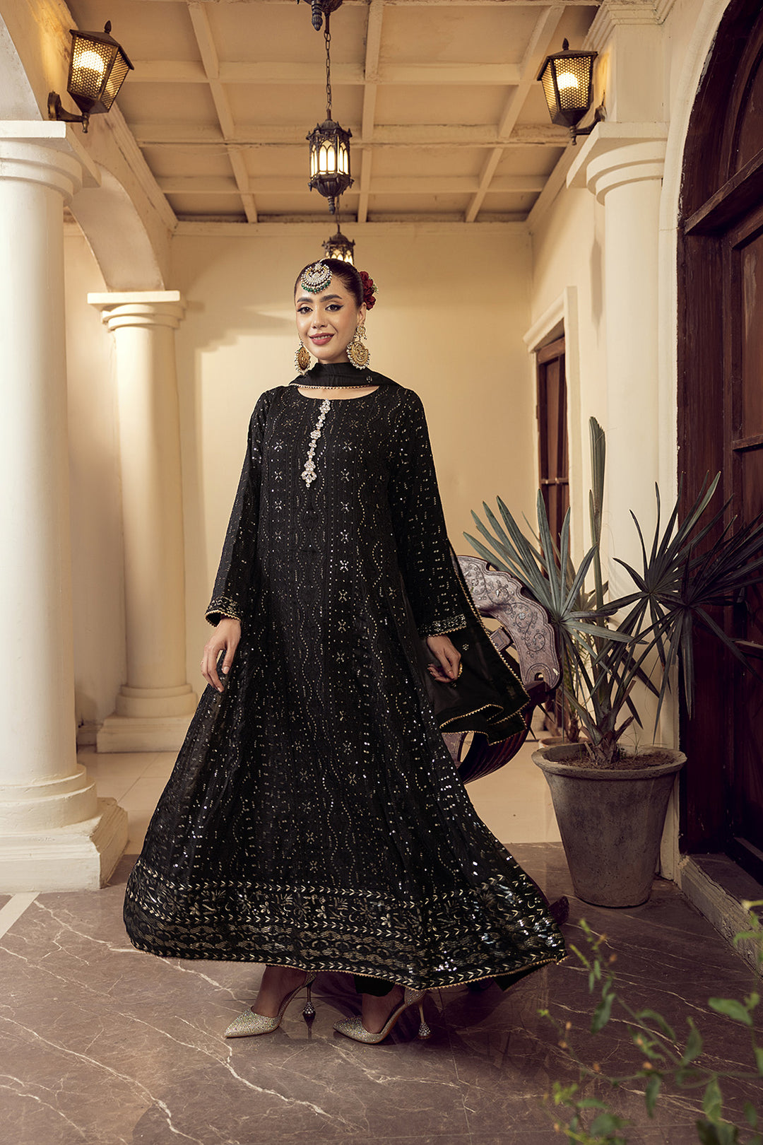 4-PC Embroided Chiffon