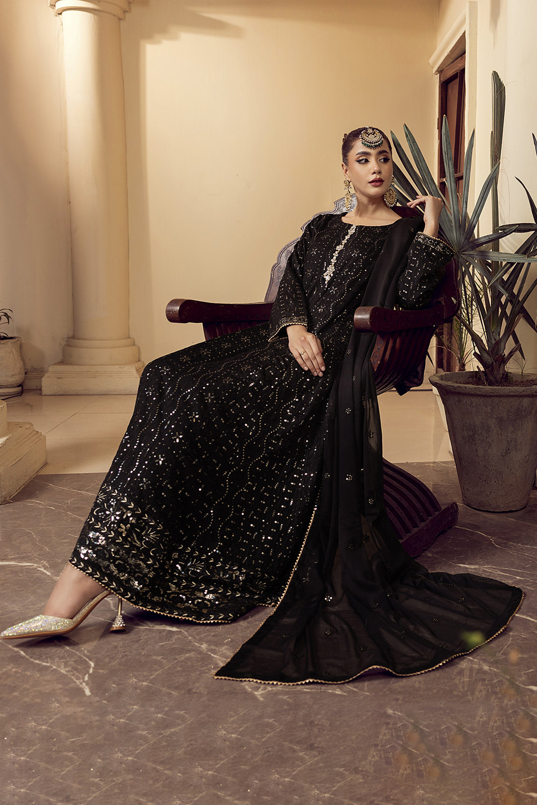 4-PC Embroided Chiffon