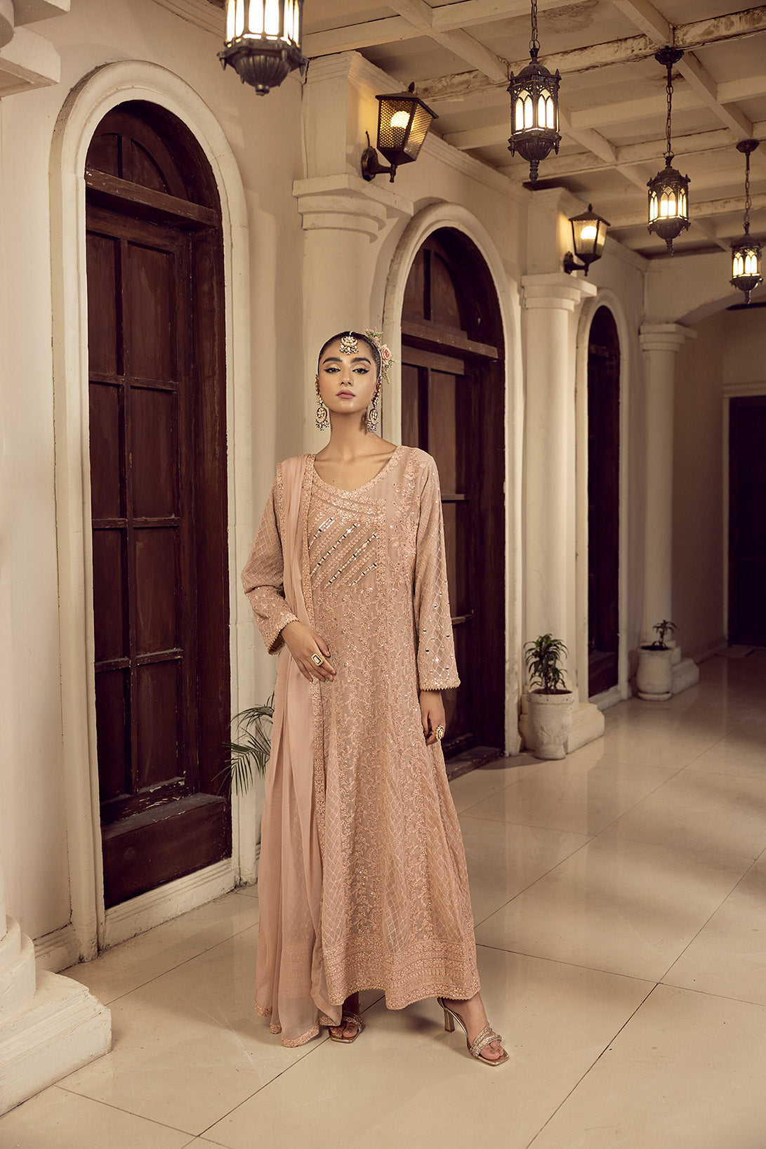 4-PC Embroided Chiffon