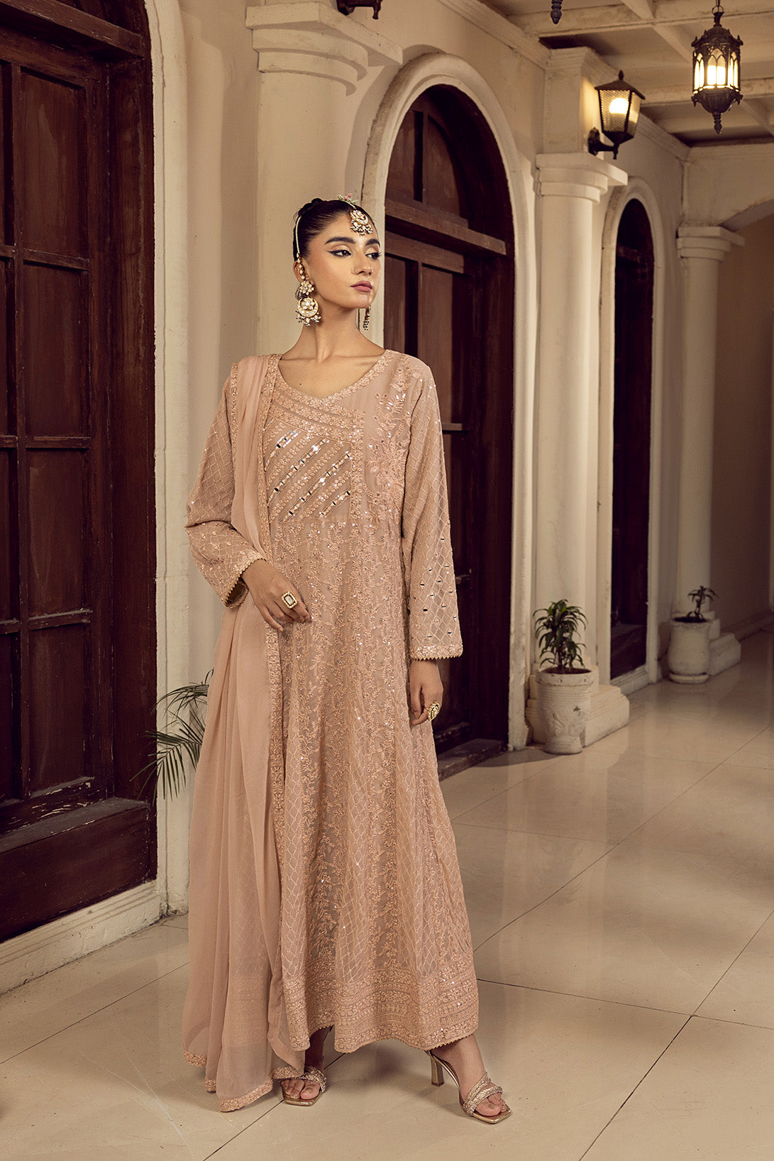 4-PC Embroided Chiffon