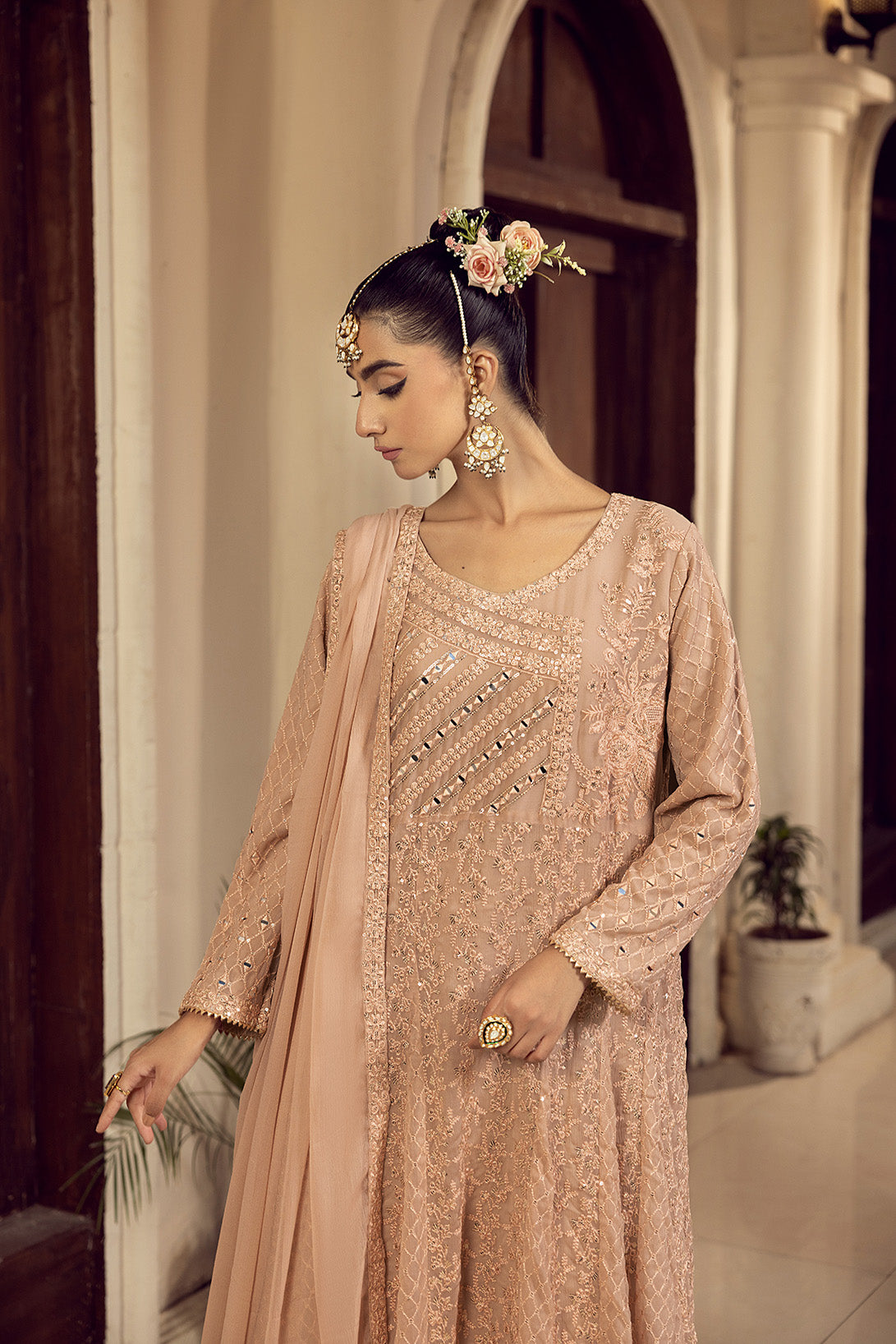 4-PC Embroided Chiffon