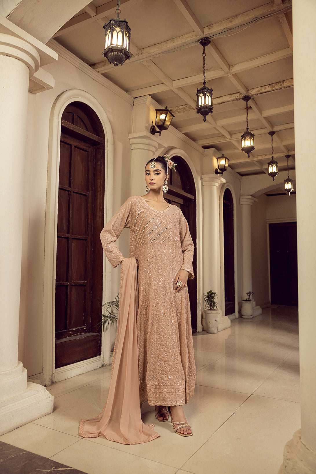 4-PC Embroided Chiffon
