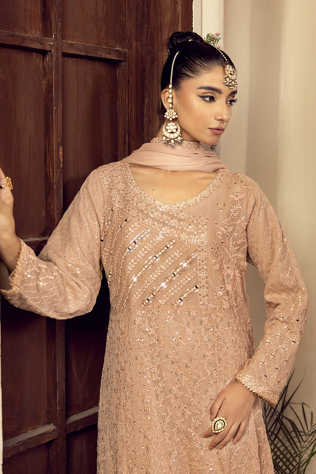 4-PC Embroided Chiffon