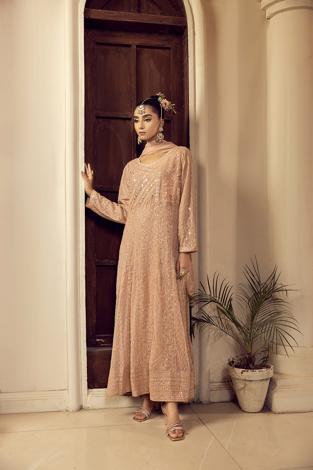 4-PC Embroided Chiffon