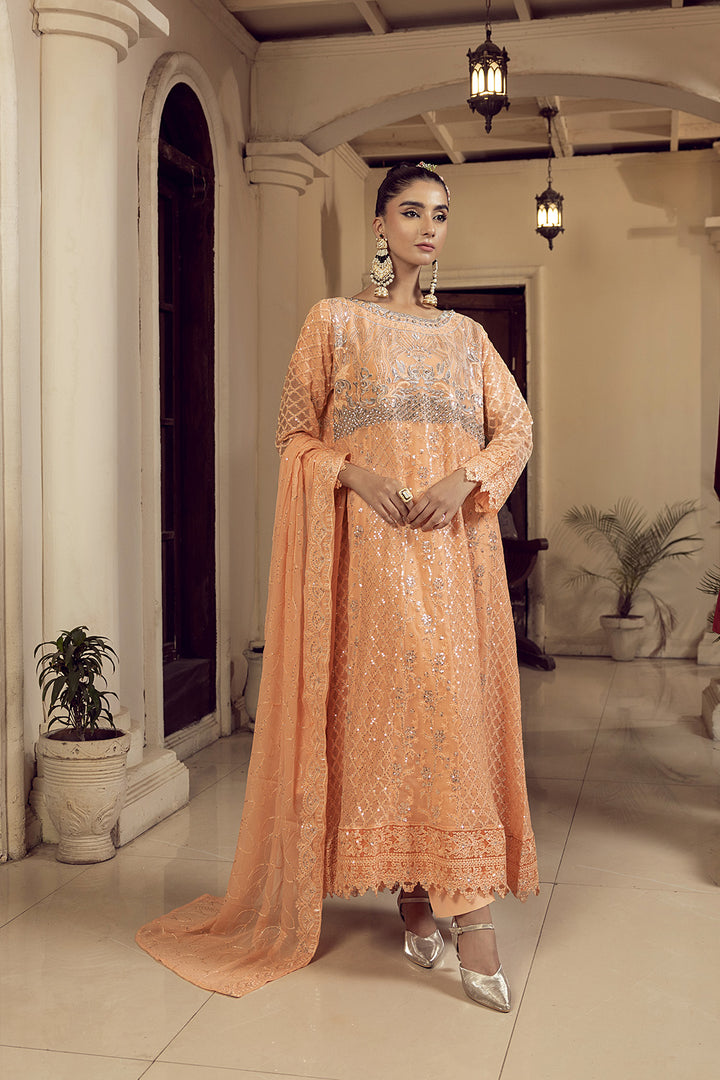 4-PC Embroided Chiffon
