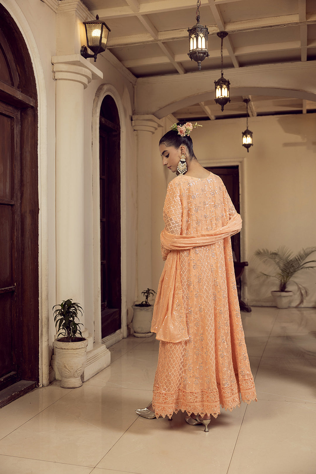 4-PC Embroided Chiffon