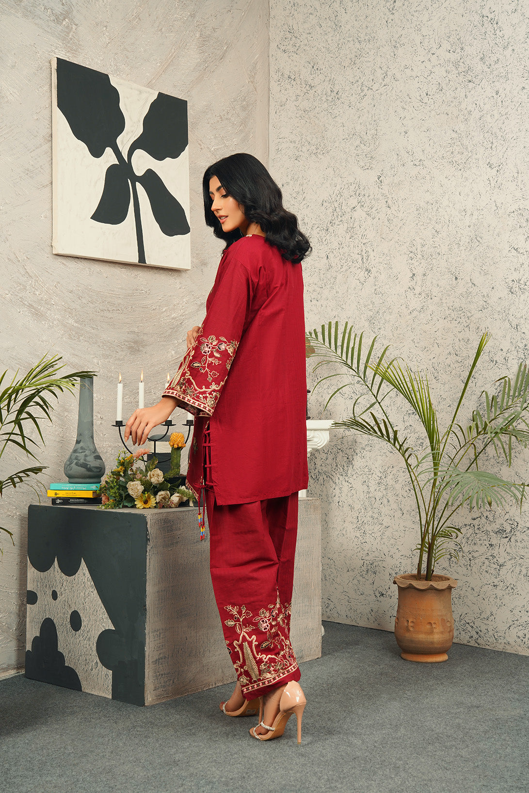 2 Piece Cambric Embroidered Shirt & Trouser