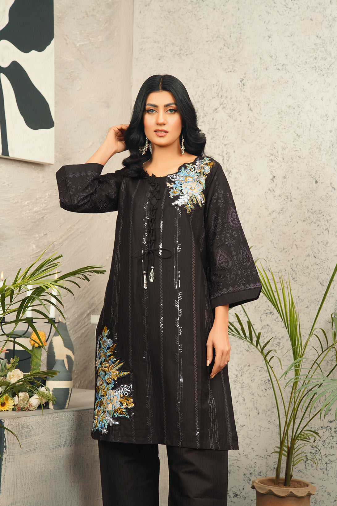 2 Piece Cambric Embroidered Shirt & Trouser