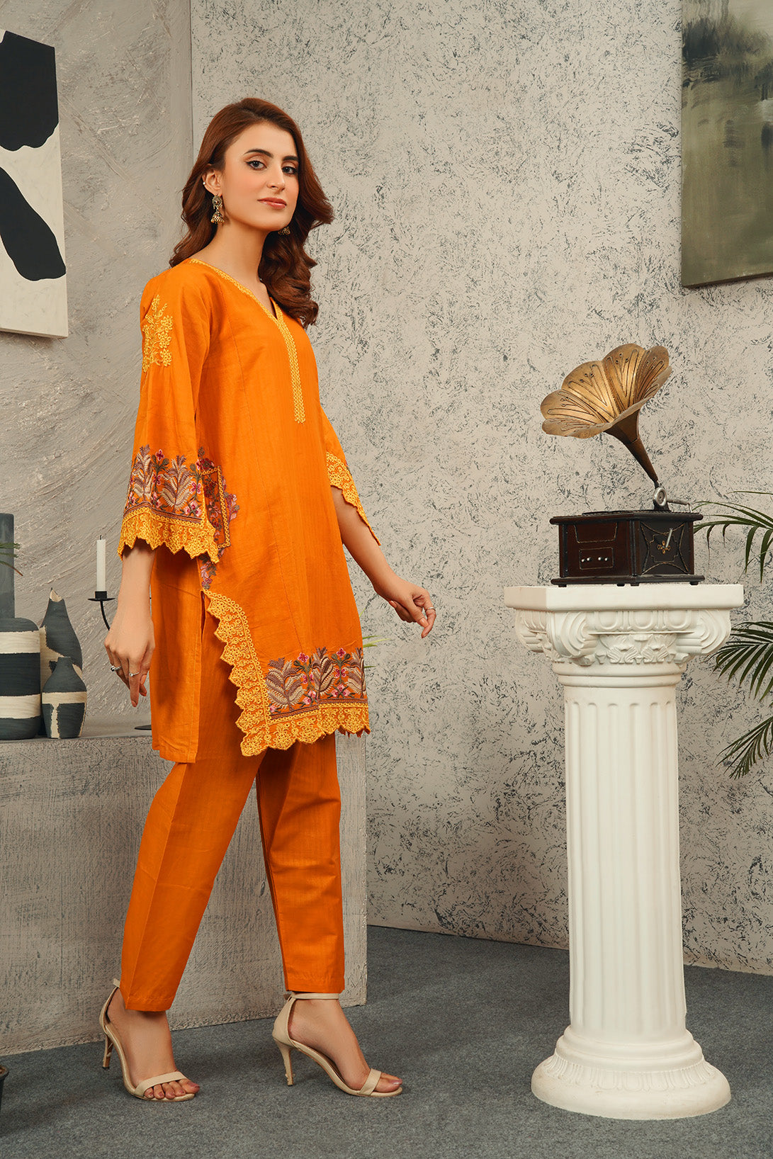2 Piece Cambric Embroidered Shirt & Trouser