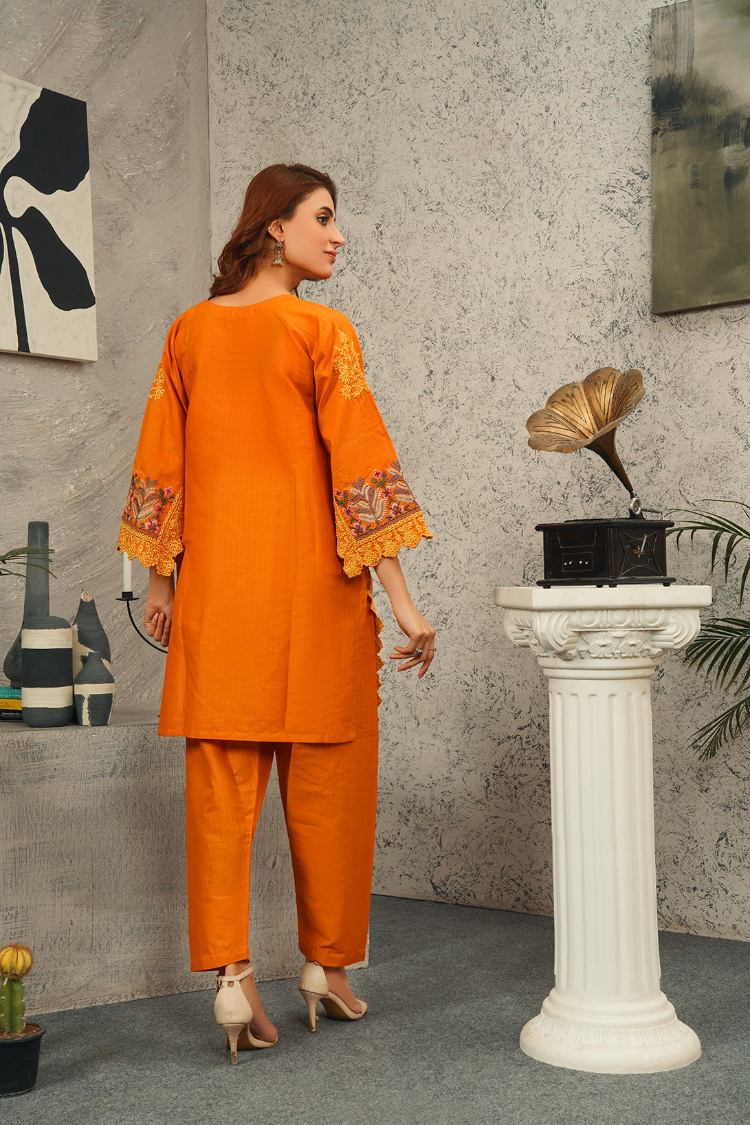 2 Piece Cambric Embroidered Shirt & Trouser