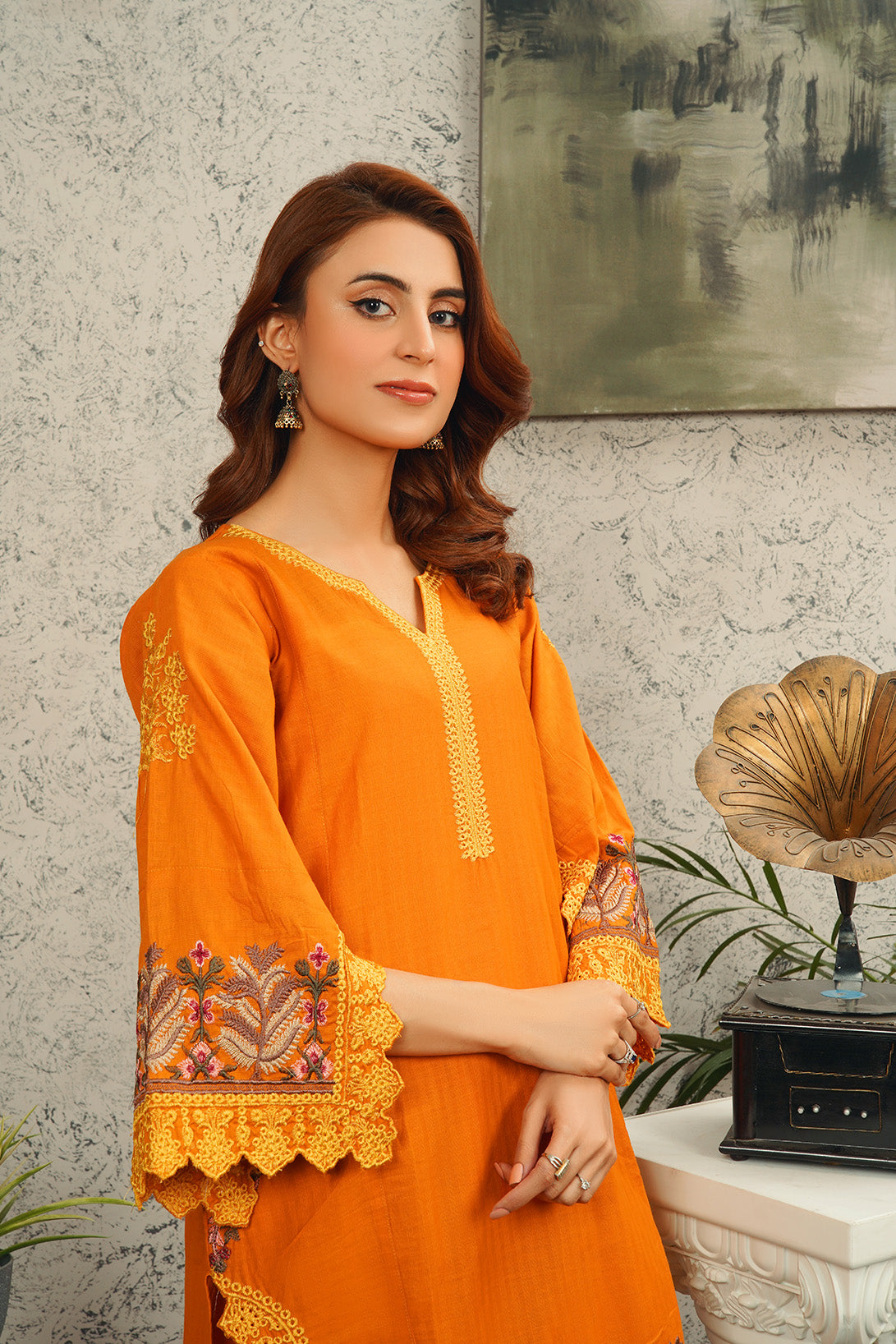 2 Piece Cambric Embroidered Shirt & Trouser