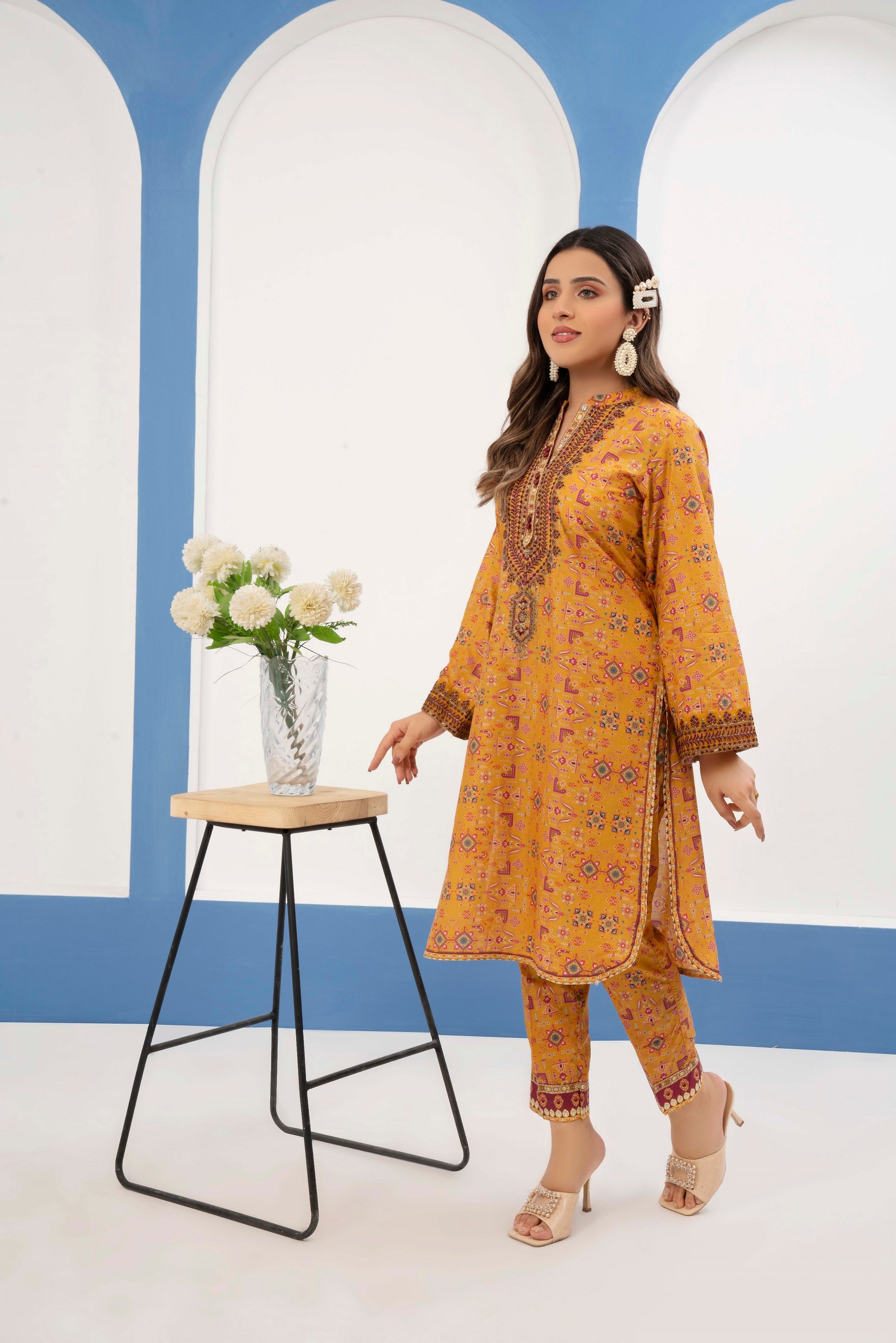 2-PC Casual Embroidered Printed Lawn