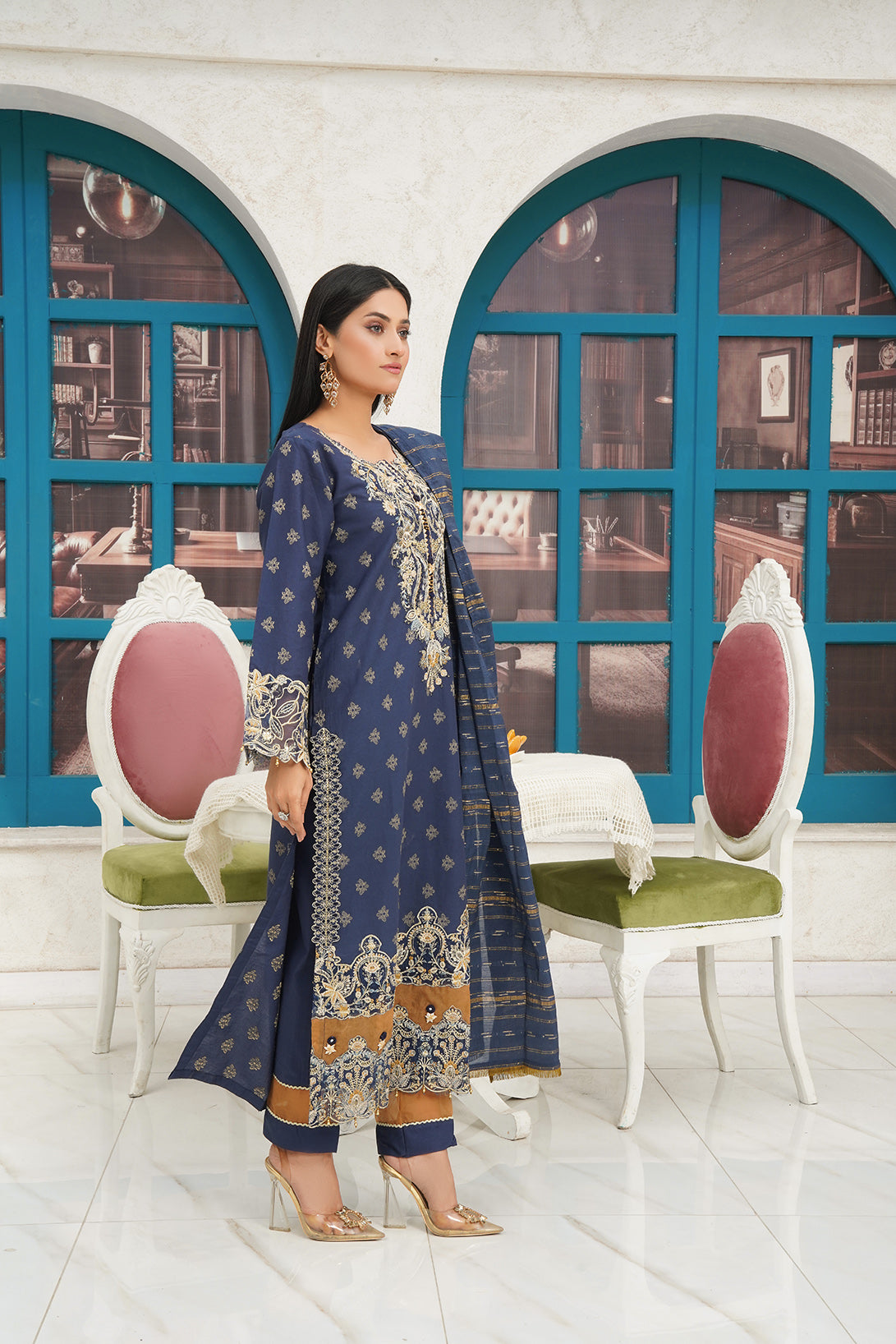 3-PC Casual Embroidered Jacquard