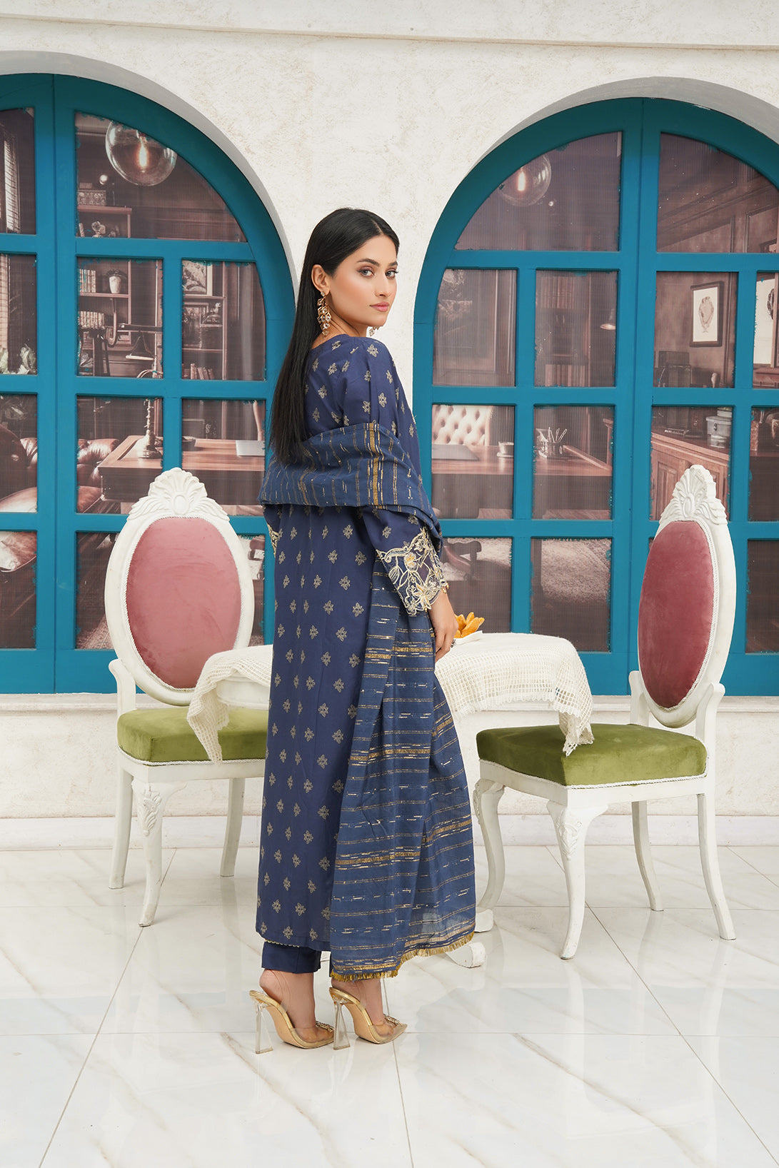 3-PC Casual Embroidered Jacquard