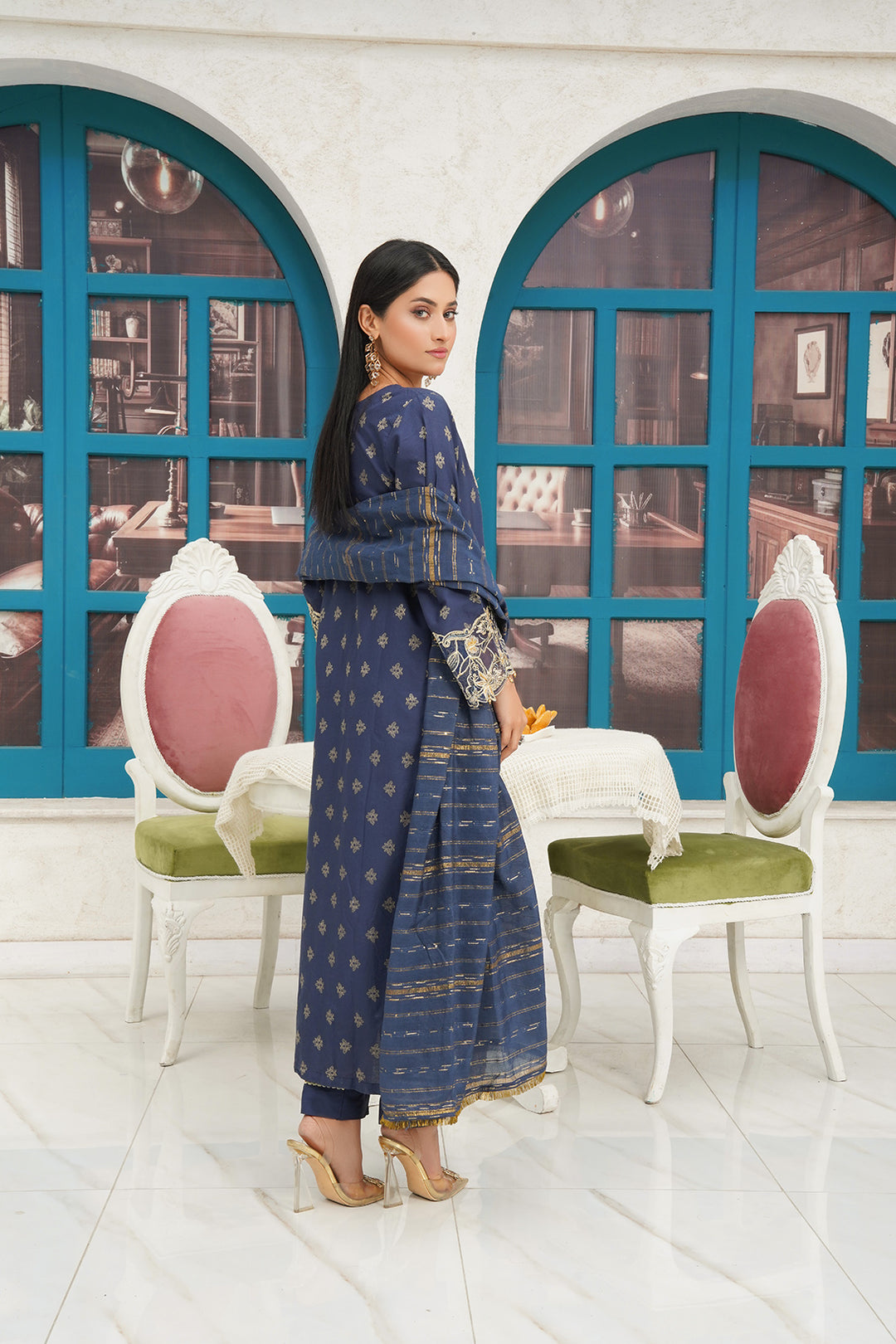 3-PC Casual Embroidered Jacquard