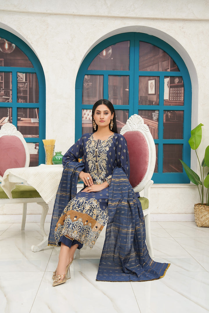 3-PC Casual Embroidered Jacquard