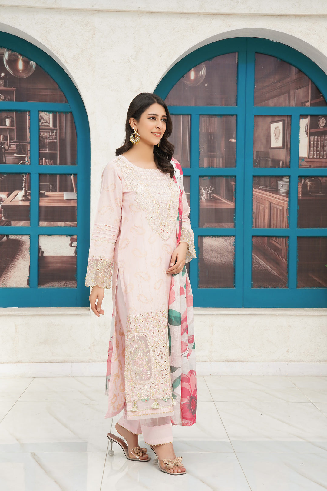 3-PC Casual Embroidered Jacquard