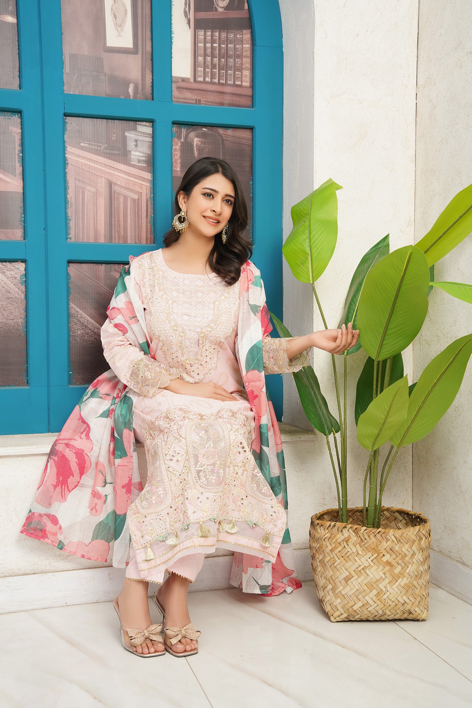 3-PC Casual Embroidered Jacquard