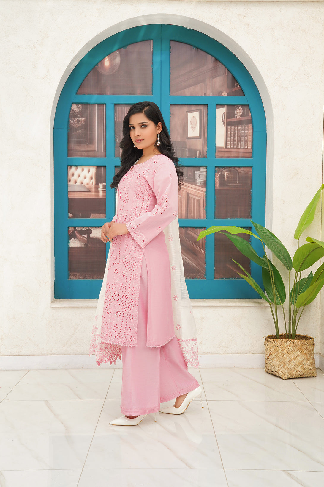 3-PC Fancy Embroidered Chambray