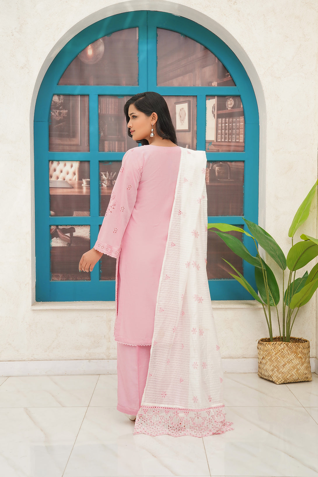 3-PC Fancy Embroidered Chambray