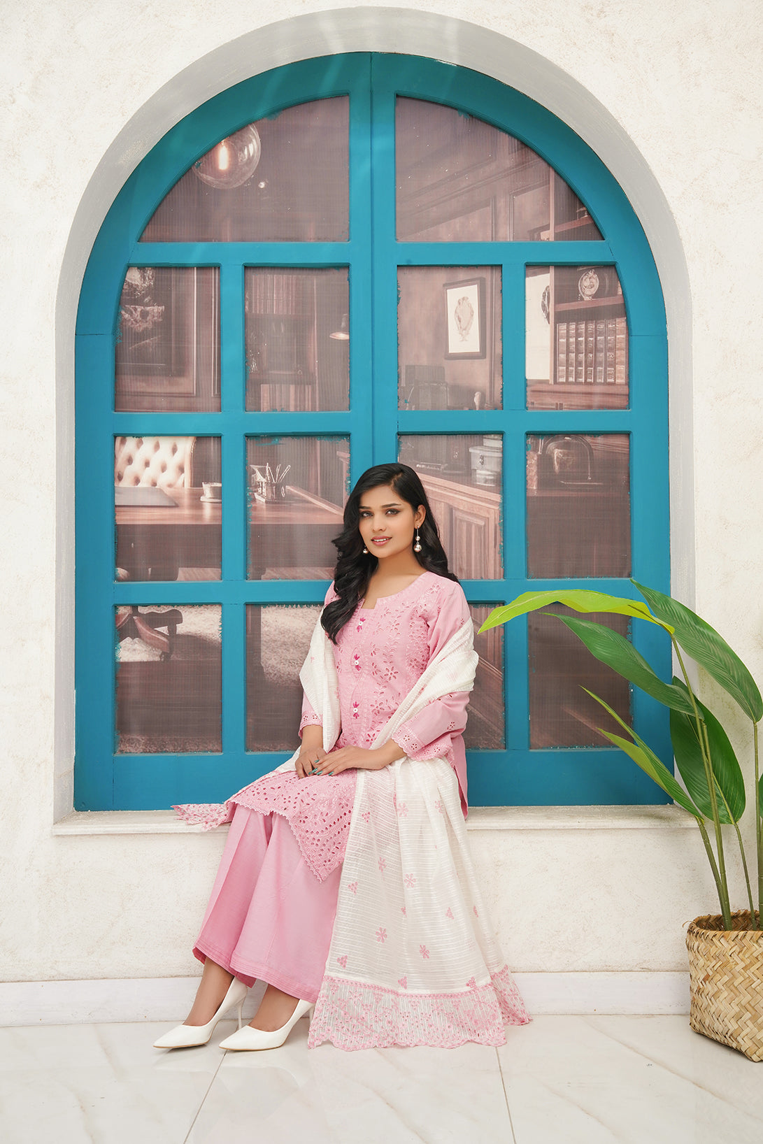 3-PC Fancy Embroidered Chambray
