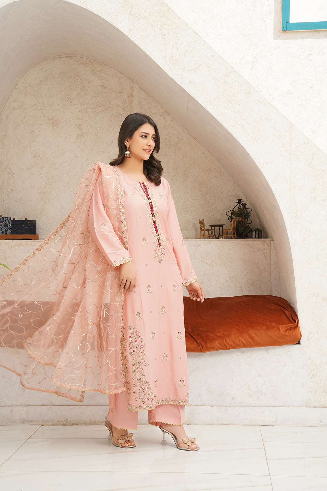 3-PC Fancy Embroidered Viscose