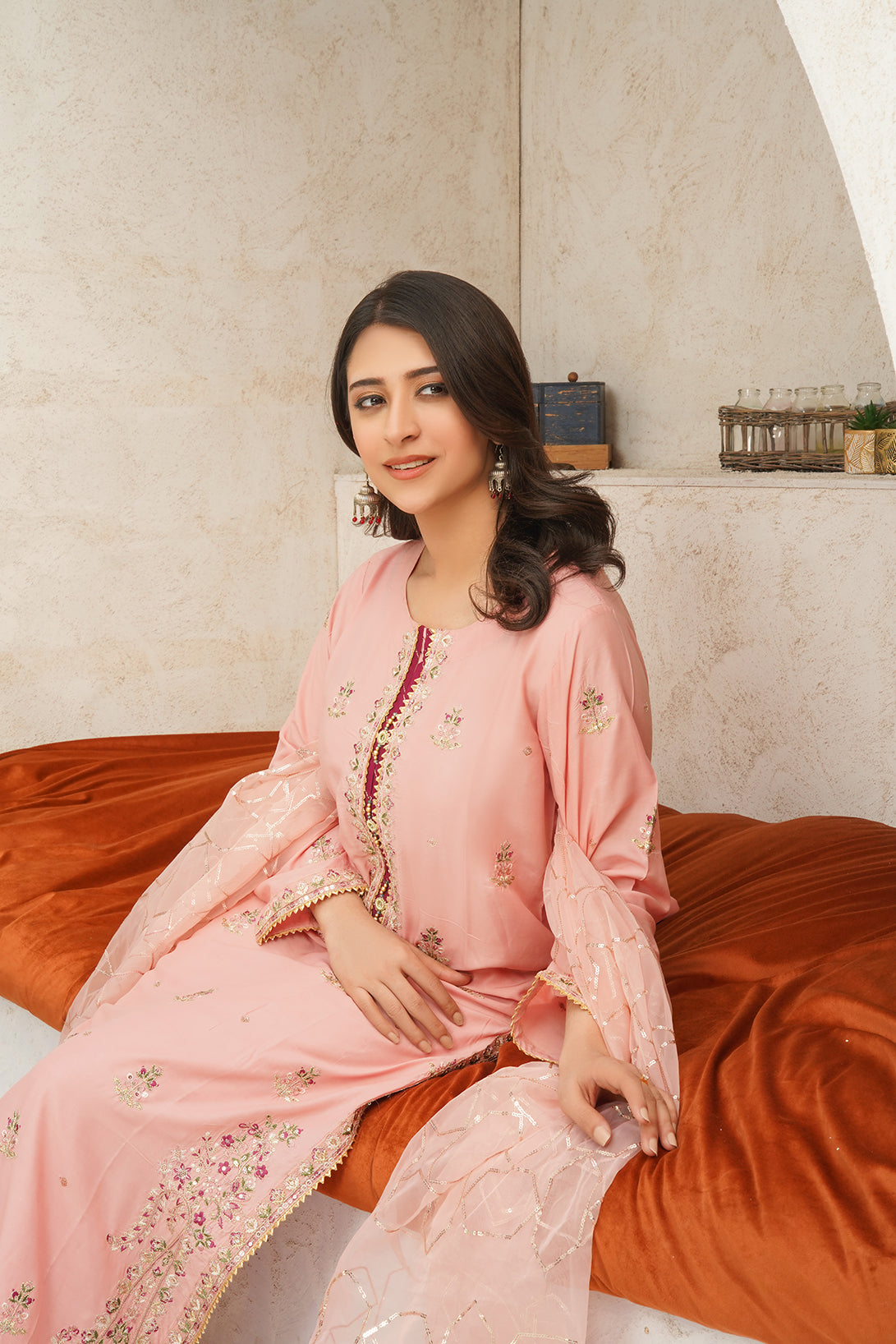 3-PC Fancy Embroidered Viscose