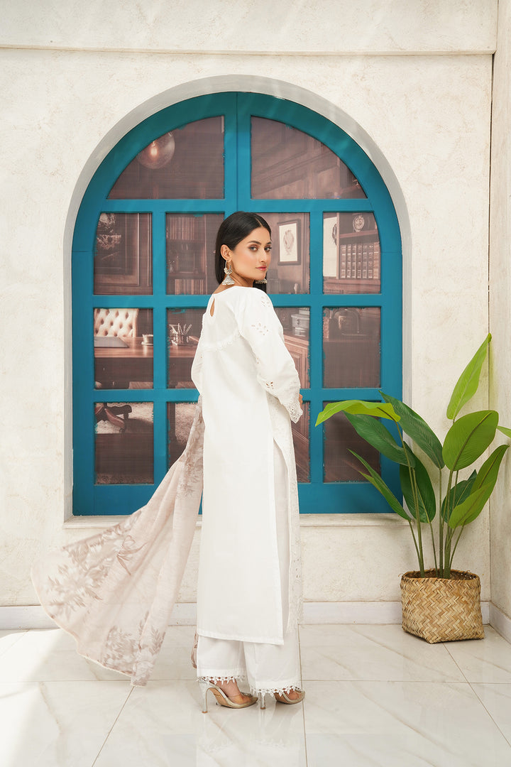 3-PC Casual Embroidered  Cambric