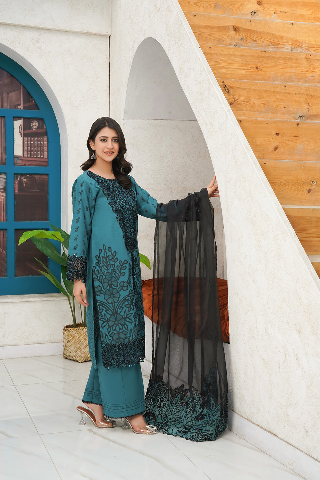 3-PC Casual Embroidered Jacquard