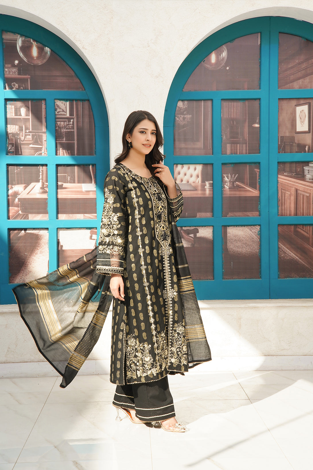 3-PC Casual Embroidered Jacquard