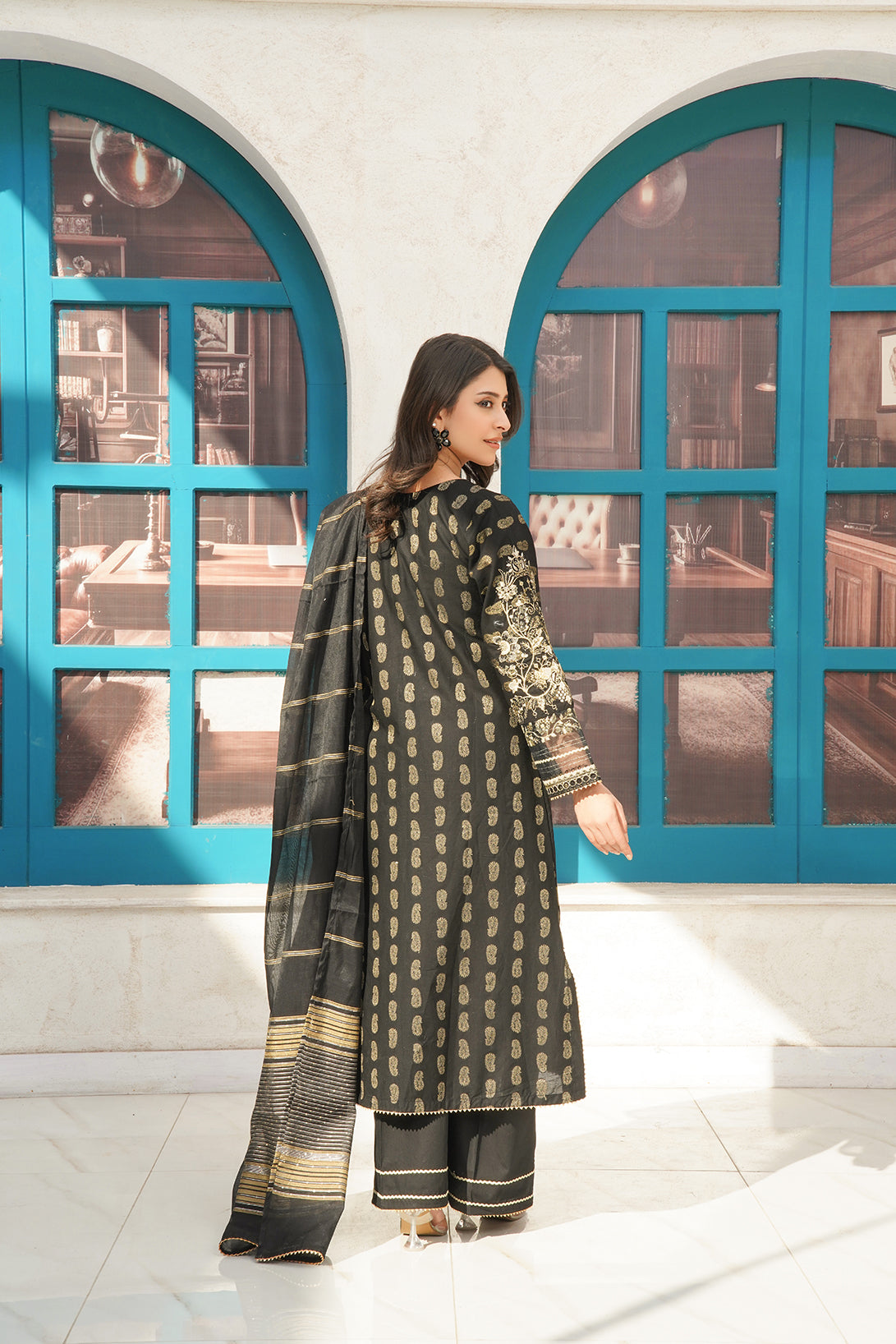 3-PC Casual Embroidered Jacquard