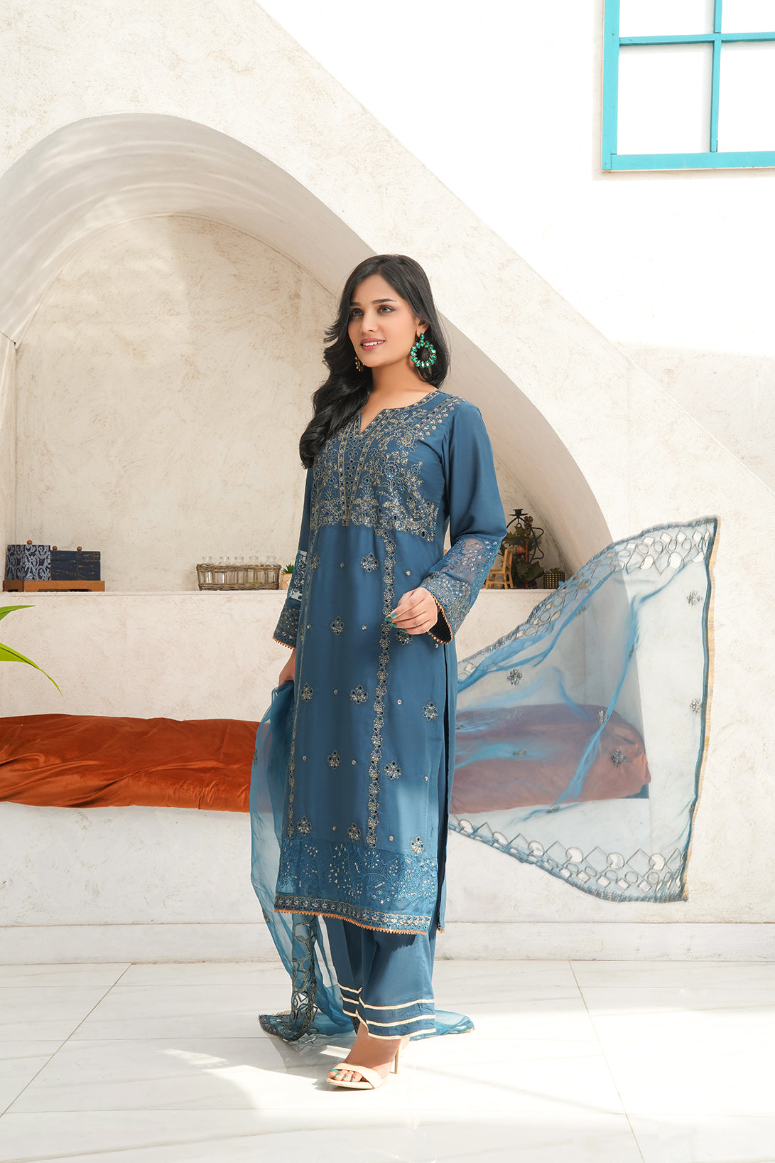 3-PC Fancy Embroidered Viscose