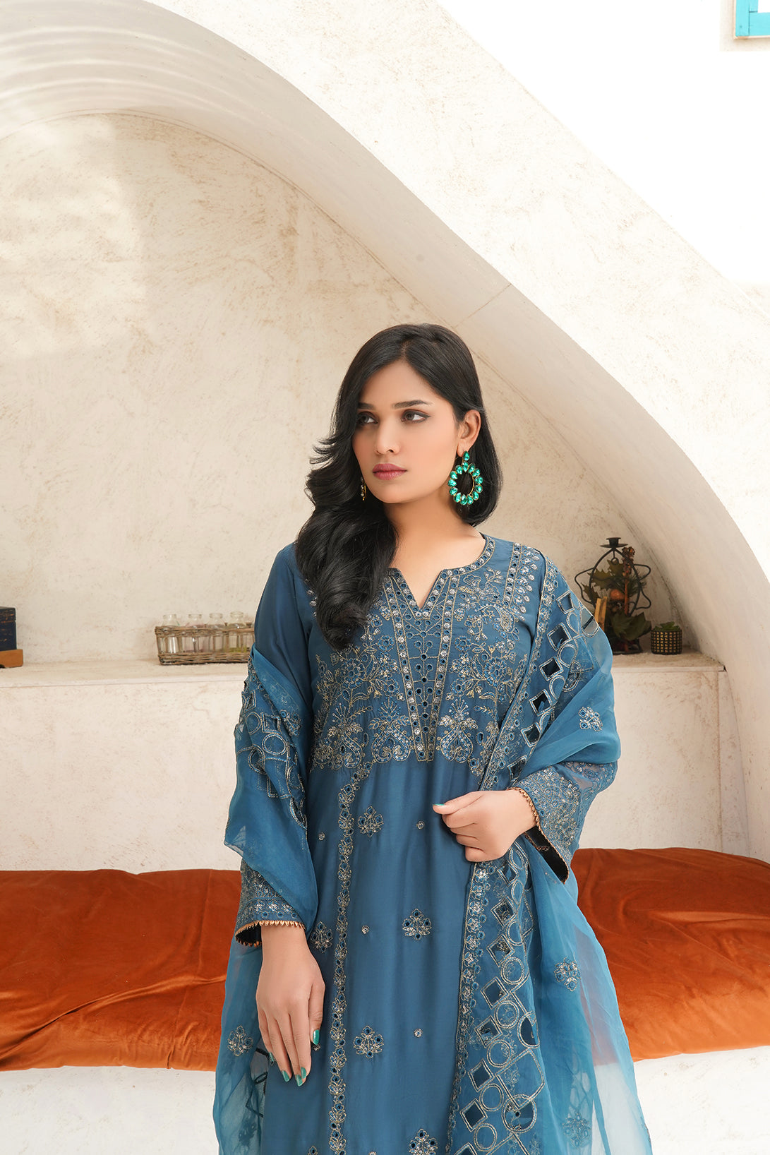 3-PC Fancy Embroidered Viscose