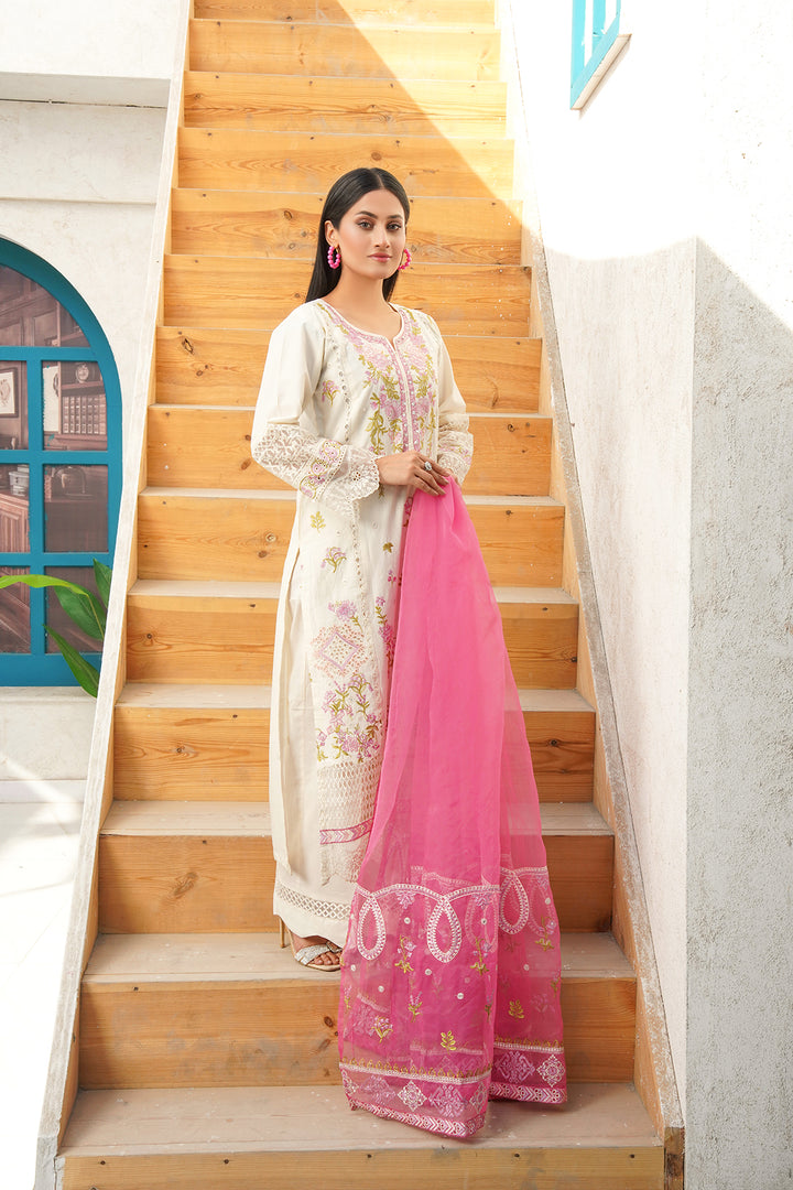 3-PC Casual Embroidered  Cambric