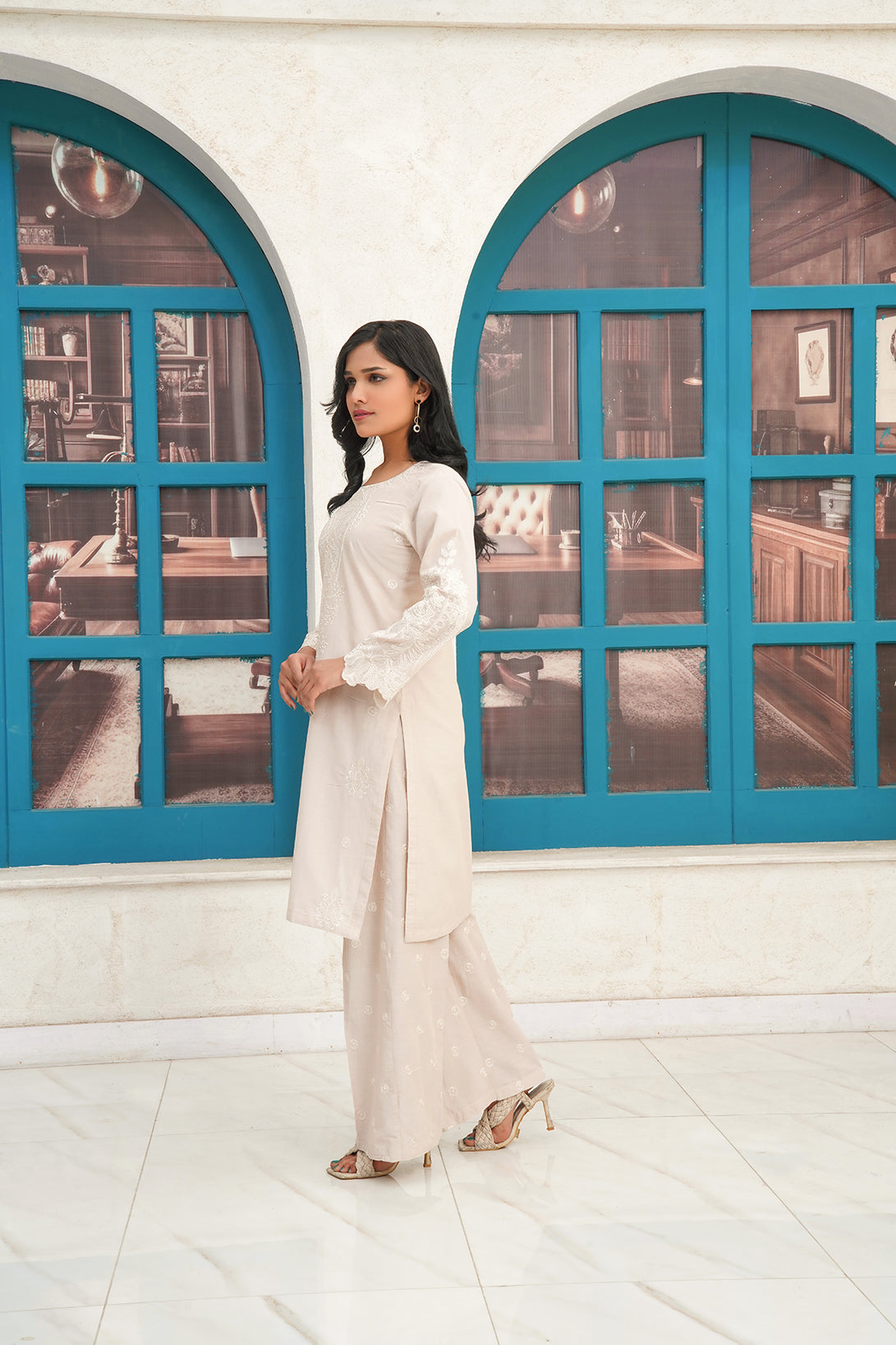 3-PC Fancy Embroidered Chambray