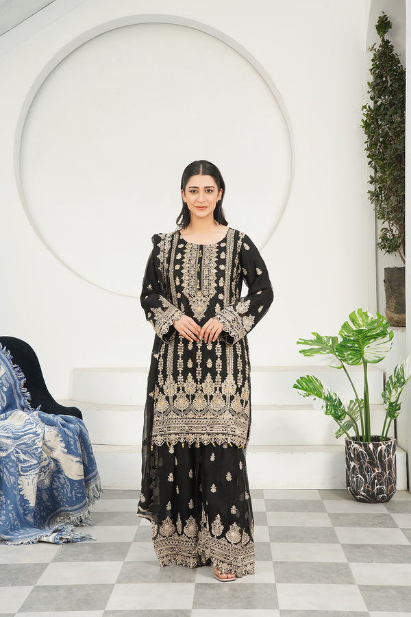 3-PC Fancy Embroidered Dress